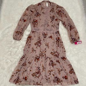 Xhilaration Floral Dress Lace overlay semi sheer attached Slip Large